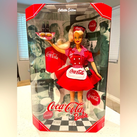 1998 COCA COLA Barbie Doll Collector Edition, Car Hop Waitress 1990’s - Picture 1 of 6